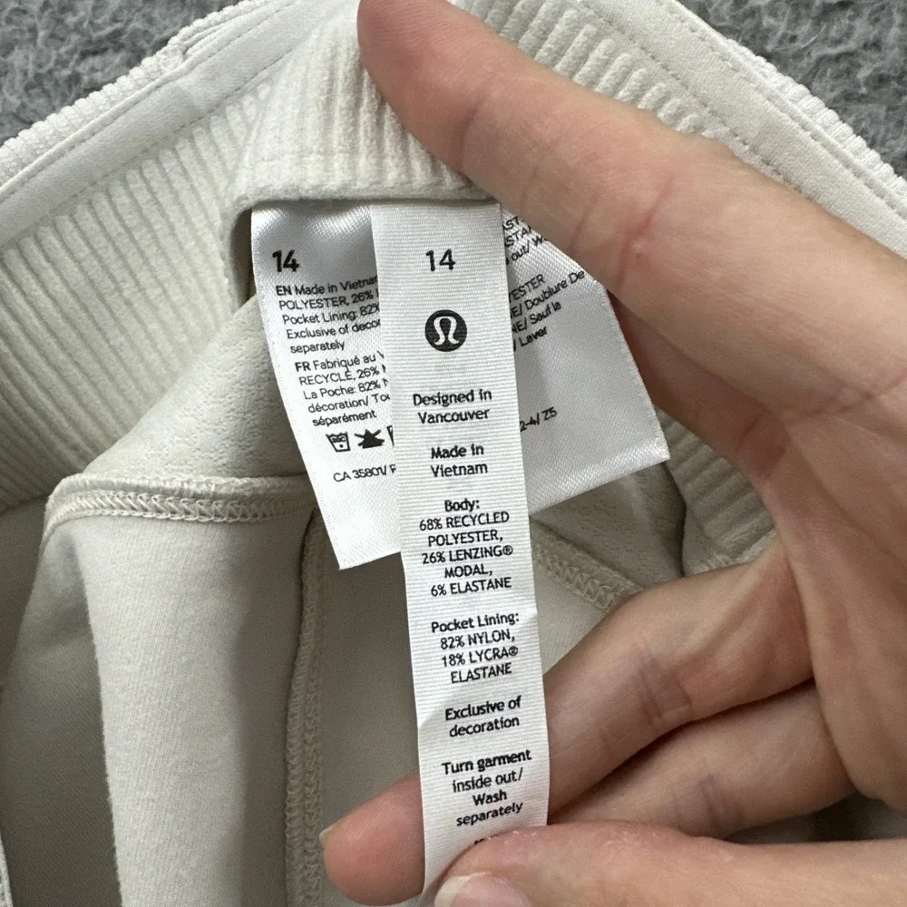 NWT Lululemon Brushed Softstreme Rip Zip Flare Pants Bone Athletic Women 14 x 33